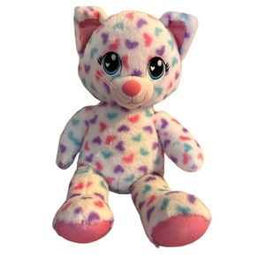 Build A Bear Pastel Rainbow Hearts Sassy Kitty Cat Plush 16" Valentine's
